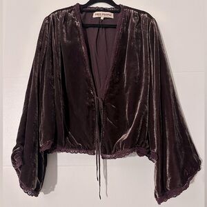 Free People Bed Jacket Velvet Kimono Coat Cape NWOT